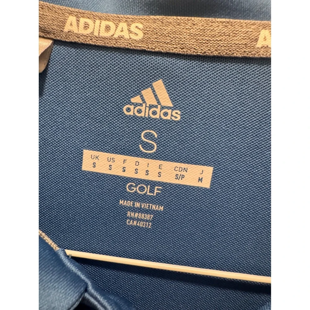 Adidas Golf Polo Shirt Men's Small Blue Colorblock Performance Short Sleeve